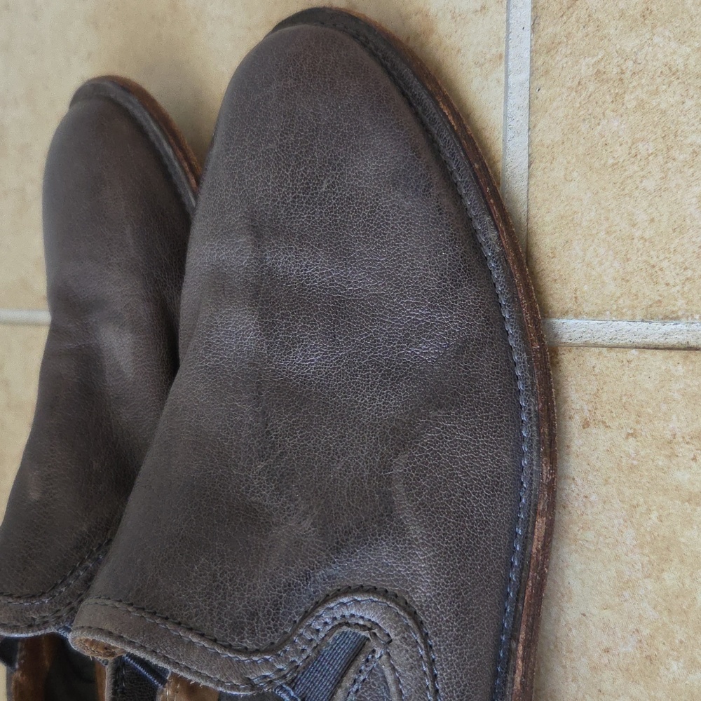TRASK Ali Flat Gray Leather Loafers Italian Washed Sheepskin Sz 8 Minimalist - Picture 14 of 15
